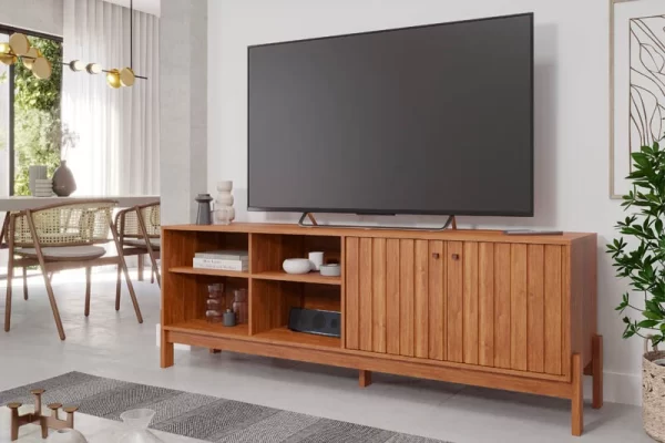Rack Bancada Holanda Ripado 100% MDF larg. 1.85m Cinamomo Permobile