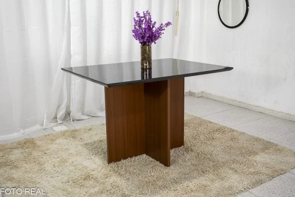 Mesa Jantar Helo 120×90 Tampo Grafite Vidro Preto Poliman - Image 2