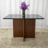 Mesa Jantar Helo 120×90 Tampo Grafite Vidro Preto Poliman