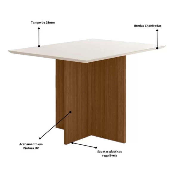 Mesa Jantar Helo 120×90 Tampo MDF Vidro Off Poliman - Image 2