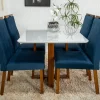 Mesa de Jantar Pedro Mel Vidro Off 120×80 4 Cadeiras Lisboa Veludo Azul 503 Madeira Maciça Art Assento - Entregue Montada - Image 5