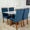 Mesa de Jantar Pedro Mel Vidro Off 120×80 4 Cadeiras Lisboa Veludo Azul 503 Madeira Maciça Art Assento - Entregue Montada - Image 4