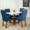 Mesa de Jantar Pedro Mel Vidro Off 120×80 4 Cadeiras Lisboa Veludo Azul 503 Madeira Maciça Art Assento - Entregue Montada - Image 2