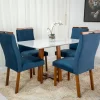Mesa de Jantar Pedro Mel Vidro Off 120×80 4 Cadeiras Lisboa Veludo Azul 503 Madeira Maciça Art Assento - Entregue Montada - Image 3