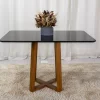 Mesa de Jantar Pedro Mel Vidro Preto 120×80 4 Cadeiras Lisboa Veludo Preto 504 Madeira Maciça Art Assento - Entregue Montada - Image 5