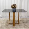 Mesa de Jantar Pedro Mel Vidro Preto 120×80 4 Cadeiras Lisboa Veludo Preto 504 Madeira Maciça Art Assento - Entregue Montada - Image 6