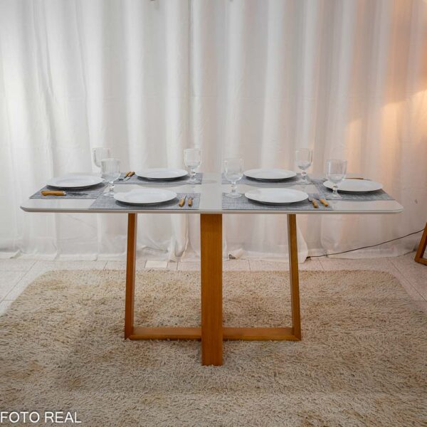 Mesa Pedro Mel Vidro OFF 160×80 6 Cadeiras Genova Veludo Cinza 507 Madeira Maciça Art Assento - Entregue Montada - Image 5