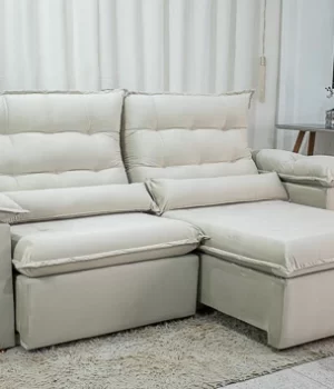 Sofá Retrátil Emanuelly Bege - Foto Principal