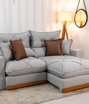 Sofá Retrátil Gran Bello Linho Cinza - Foto Principal