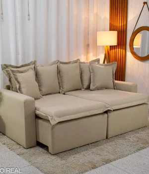 Sofá Retrátil e Cama Torino Bege - Foto Principal